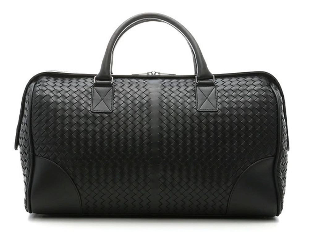 BOTTEGA VENETA Nero Black Intrecciato VN Duffle Bag Boston Black